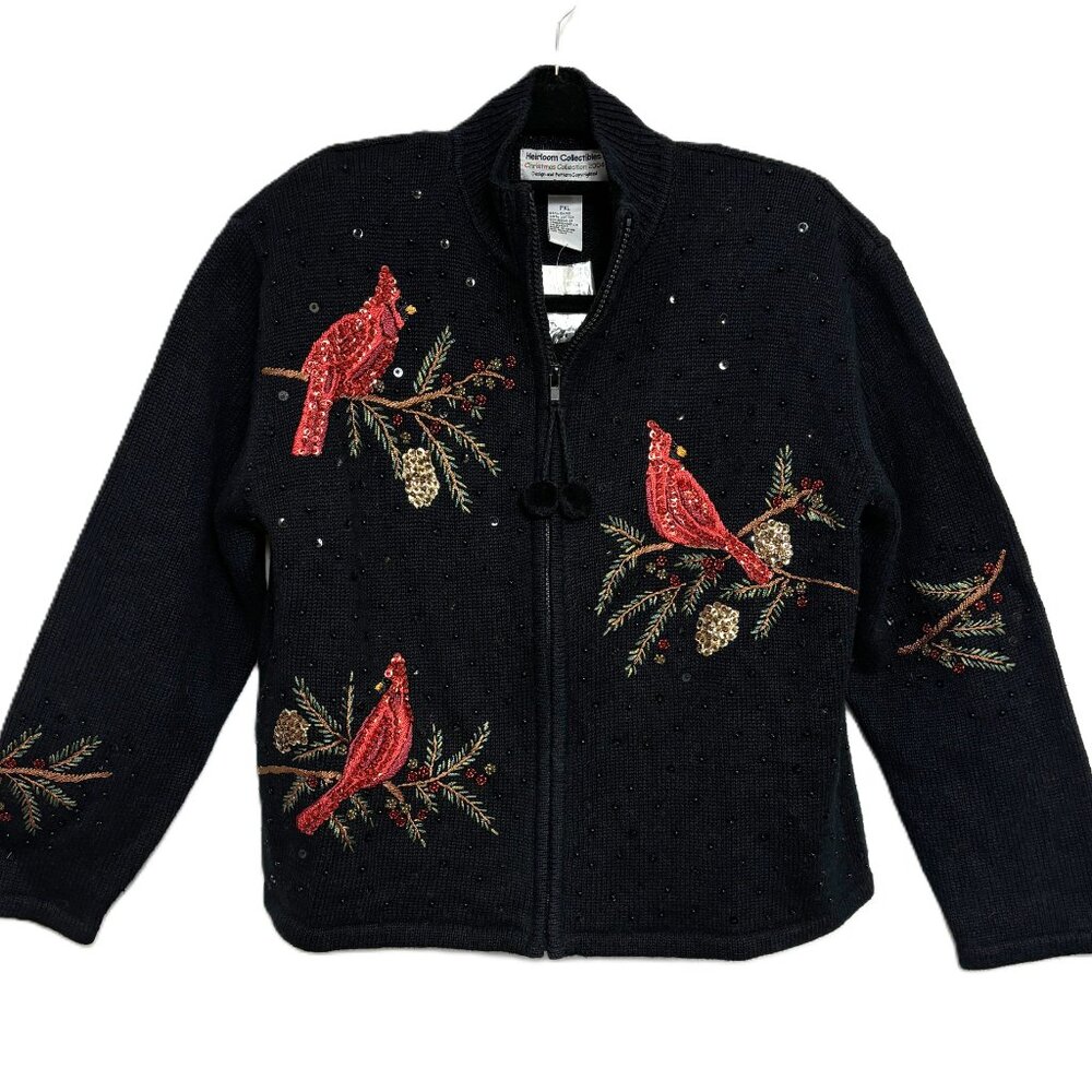 * Heirloom Collectibles Holiday Christmas Red Bird Sweater Vintage 2004 NWT PXL